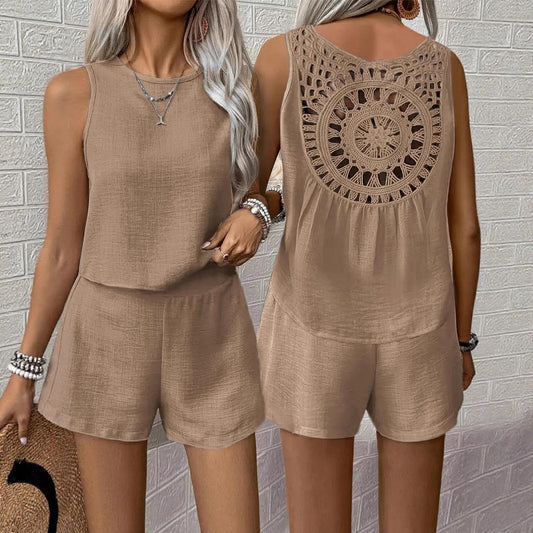 Women's Sleeveless Vest Shorts Set