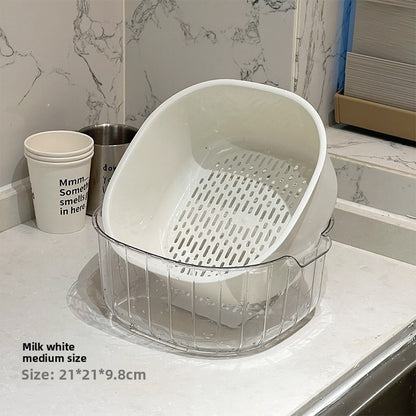 Double Layer Draining Basket for Kitchen and Fruit Storage