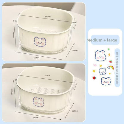 Double Layer Draining Basket for Kitchen and Fruit Storage