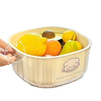 Double Layer Draining Basket for Kitchen and Fruit Storage