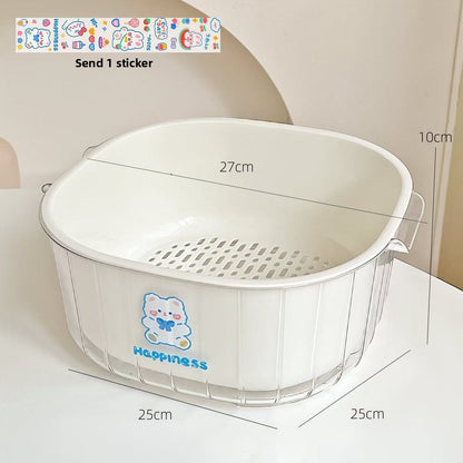 Double Layer Draining Basket for Kitchen and Fruit Storage