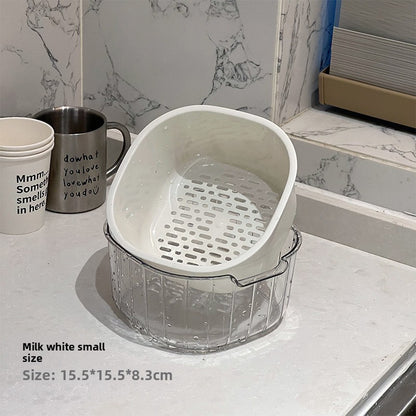 Double Layer Draining Basket for Kitchen and Fruit Storage