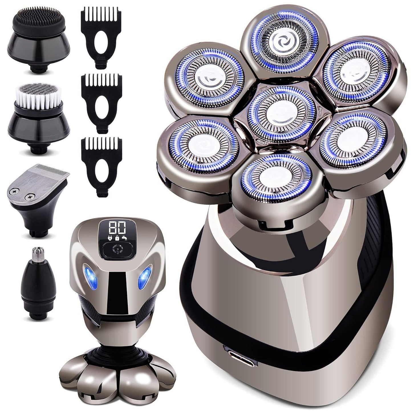 7D Floating Head Electric Shaver with LED Display
