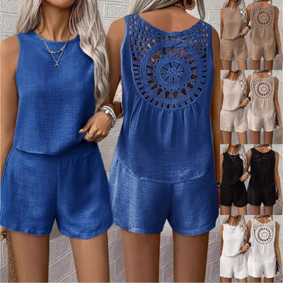 Women's Sleeveless Vest Shorts Set